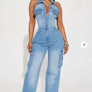 Fashion Nova Light Blue Women's Denim Overalls
